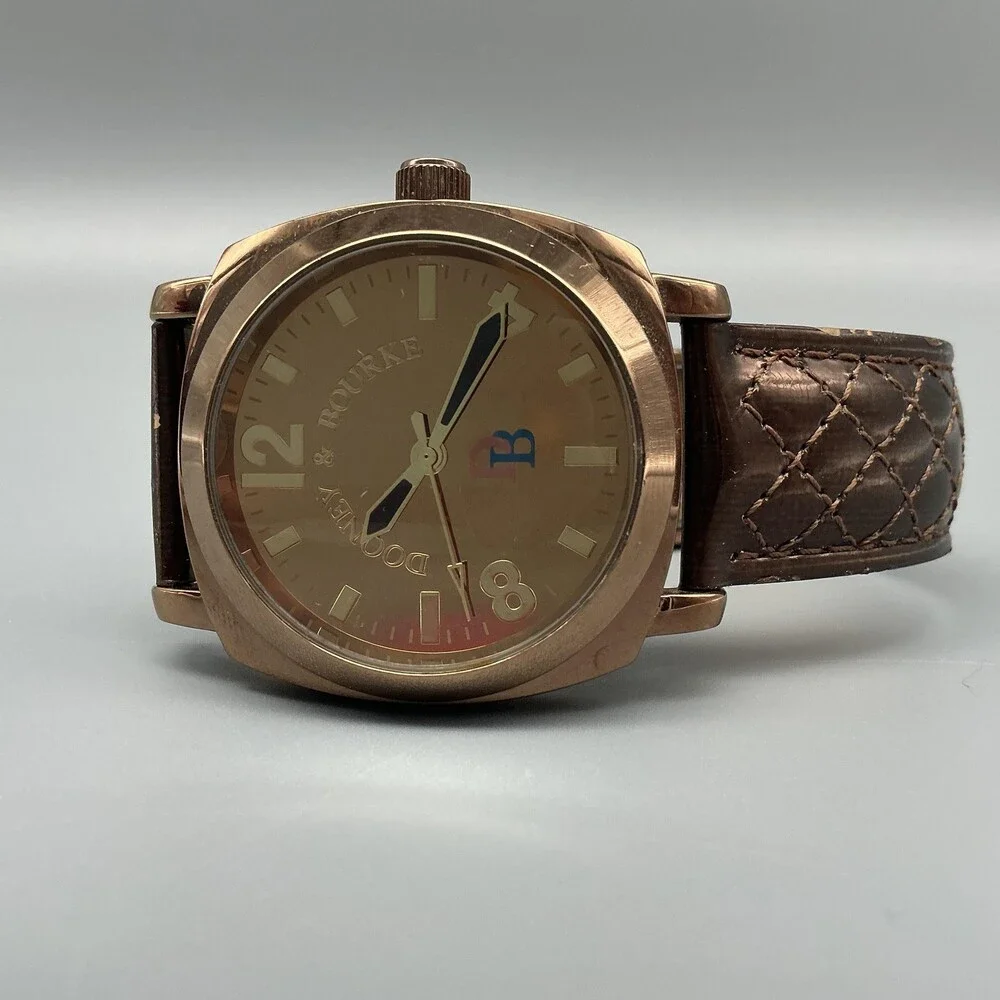 Dooney & Bourke Womens Watch 39mm Rose Gold Dial Brown Leather New Battery